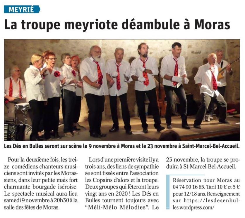 Article Dauphine Libere La troupe meyriote deambule a Moras 28.10.2019