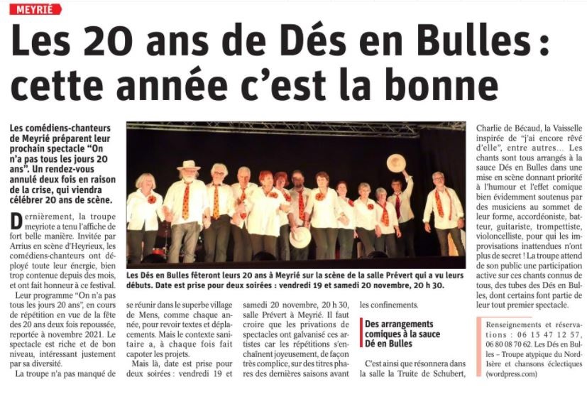 Article Le Dauphine Libere Les Des en Bulles